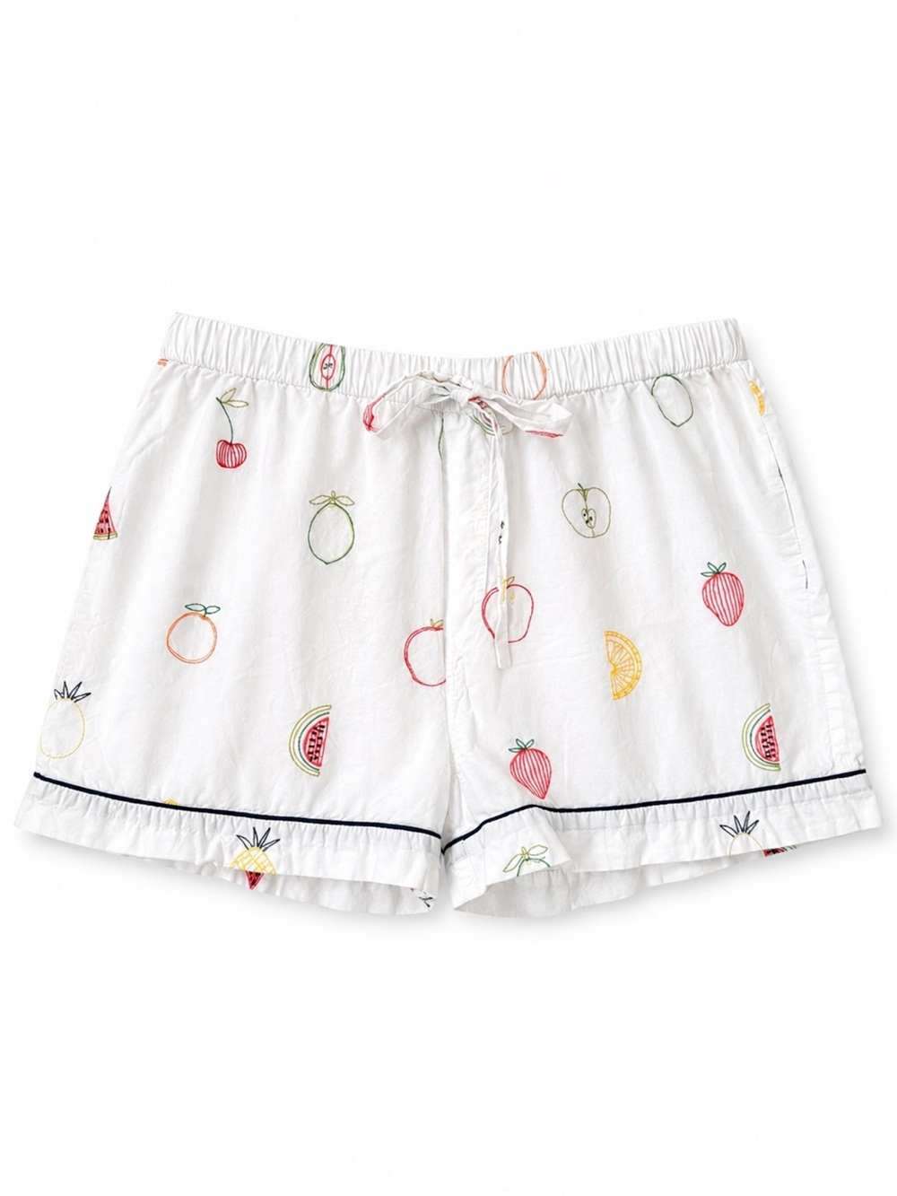 Printfresh Anthropologie Embroidered Fruit Pajama Shorts XS Lounge Cozy
